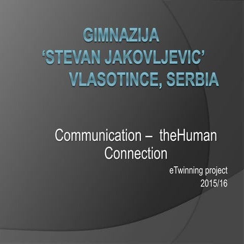 PRESENTATION OF THE E-TWINNING PROJECT, SERBIA