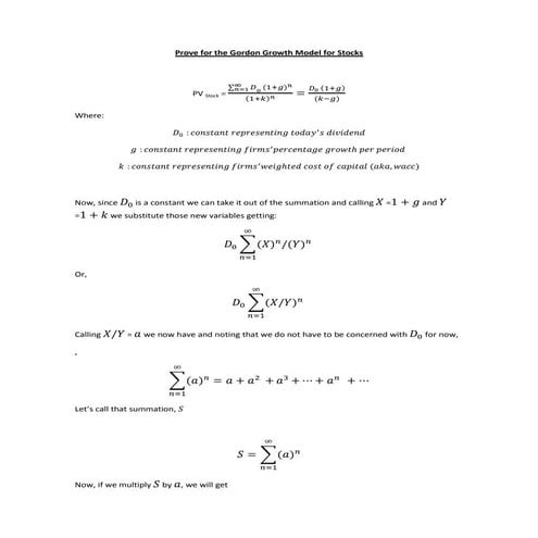 Gordon growth model proof