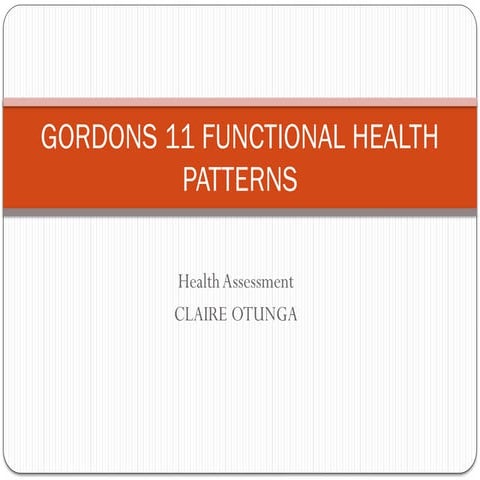 Gordon's health patterns. pptx. PATIENT CARE