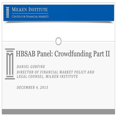 Crowdfunding Panel at Harvard Business School (Dec 4, 2013)