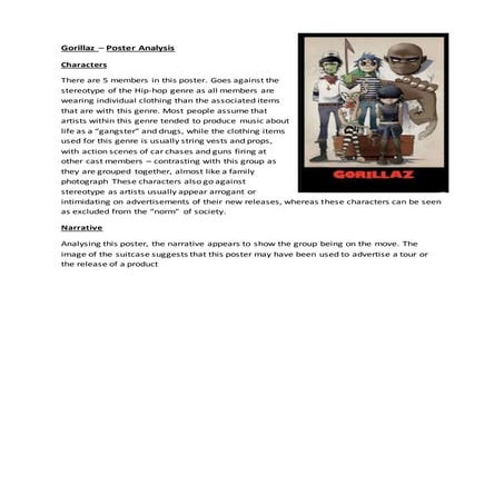 Gorillaz   poster analysis