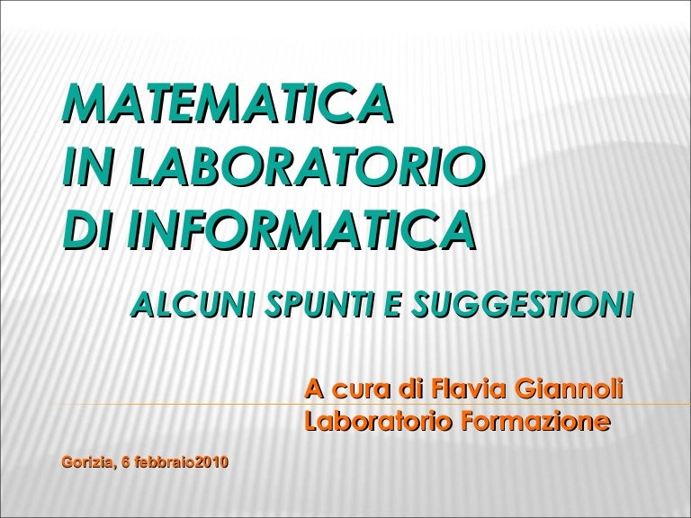 Matematica In Laboratorio Di Informatica Spunti