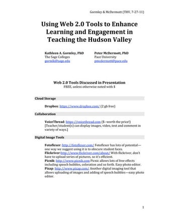 [HANDOUT] Using Web 2.0 Tools to Enhance Learning and Engagement in Teaching ...