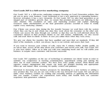 Got leads 365 is a full