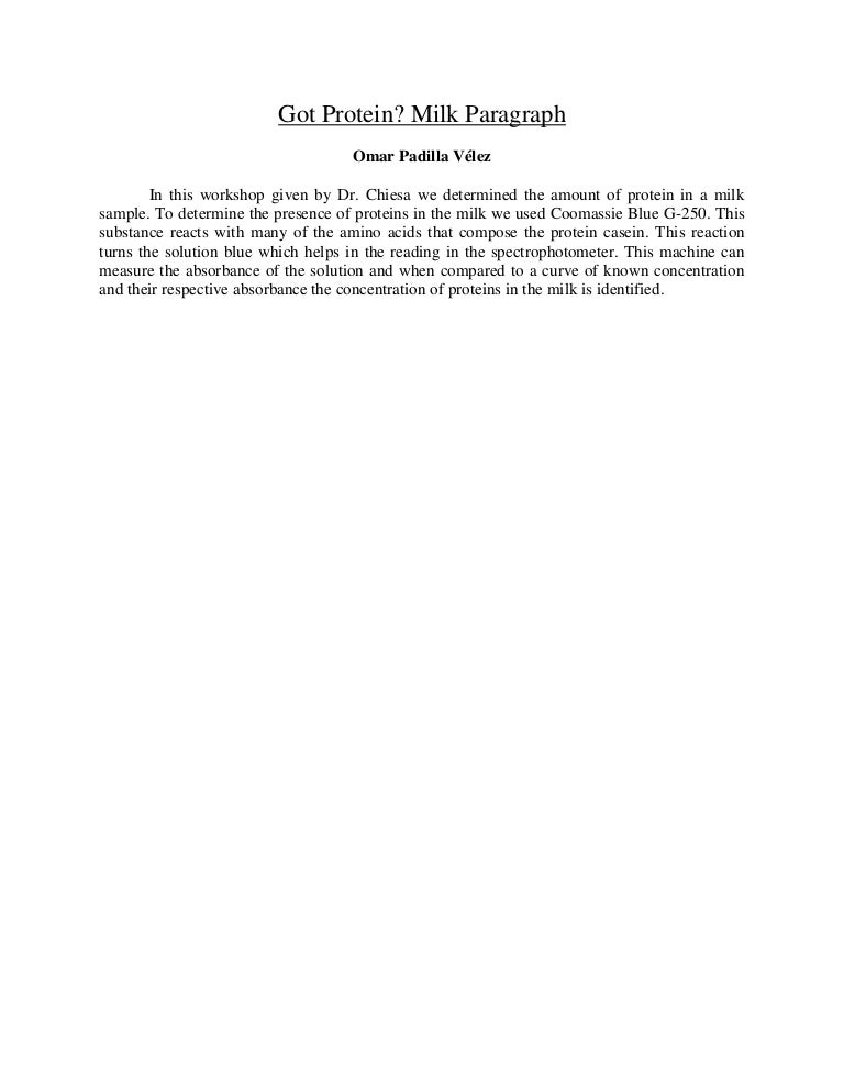 Got protein, milk paragraph