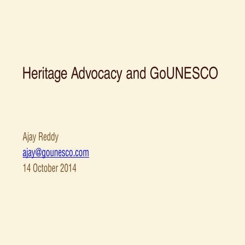 Heritage Advocacy and GoUNESCO