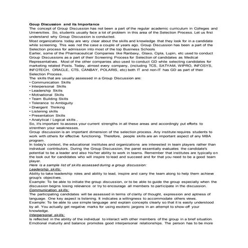 Group discussion and its importance 