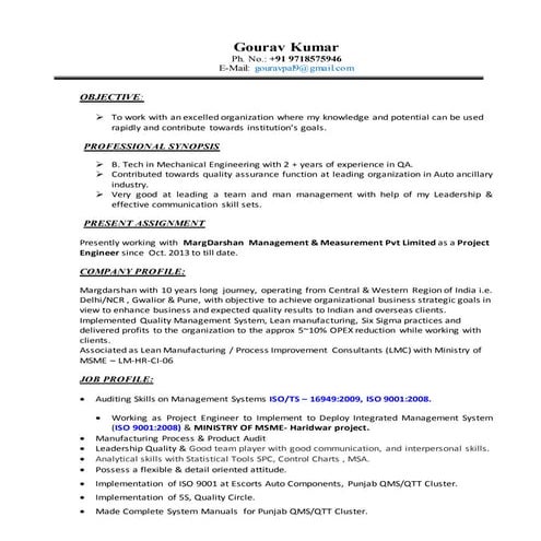Gourav resume