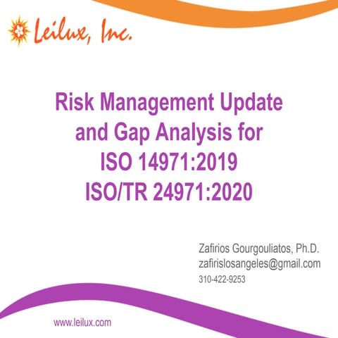 ISO 14971:2019 and ISO/TR 24971 Risk Management Update