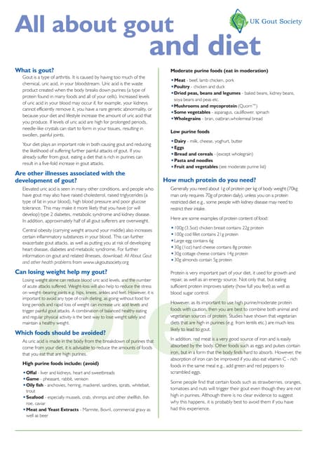 purine uric acid table for reducing gout attack