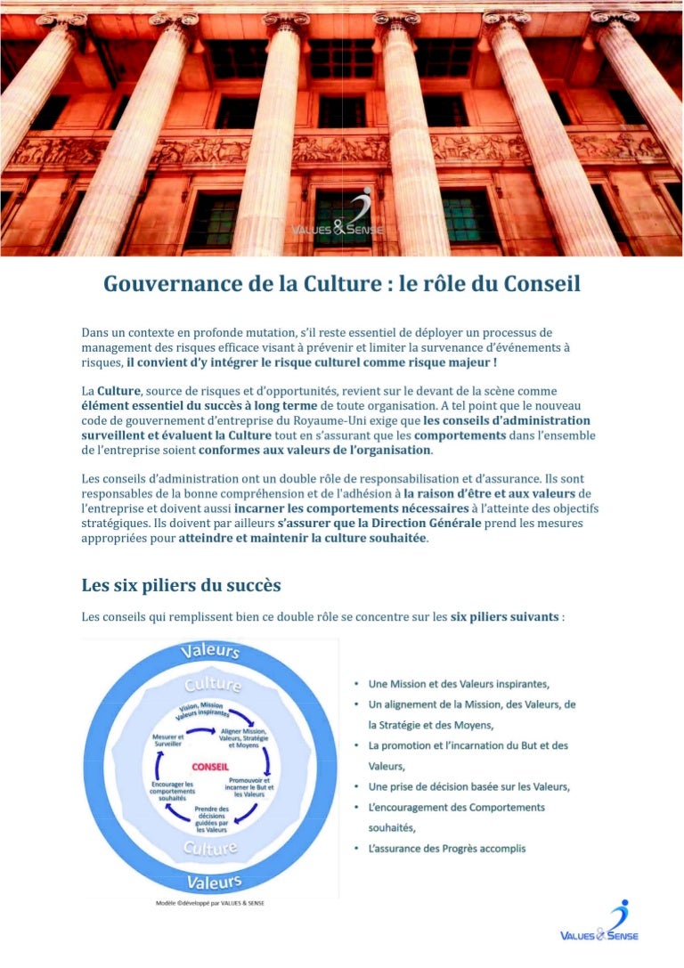 Gouvernance De La Culture Le Role Du Conseil D Administration