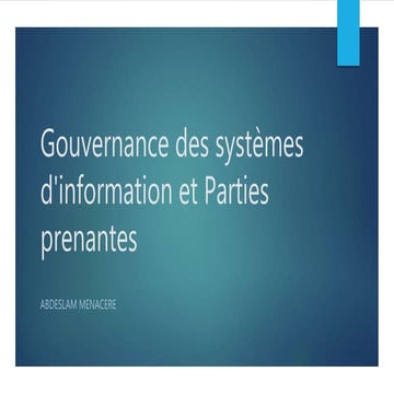 Gouvernance du système d'information et parties prenantes