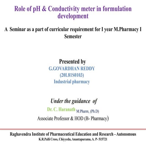 Role of pH & Conductivity meter in formulation development 