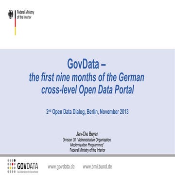 GovData, the first nine months (2nd international open data dialog 11/2013)