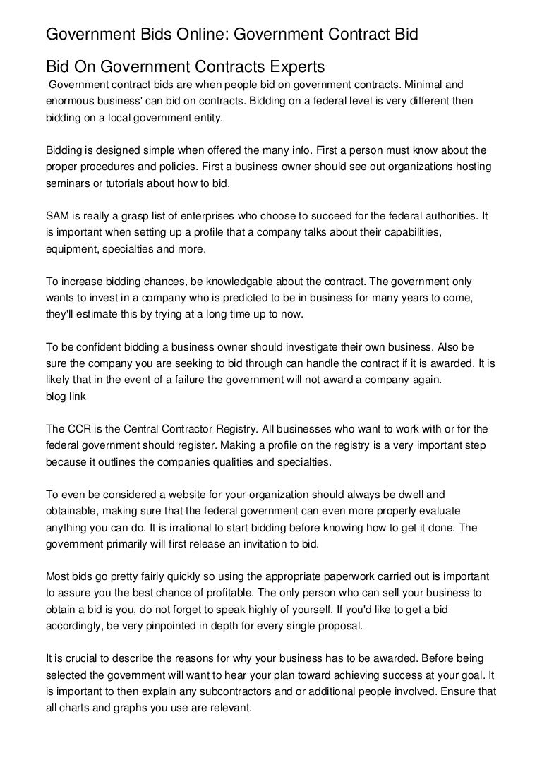 government bids online government contract bid