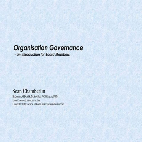 Governance for Boards