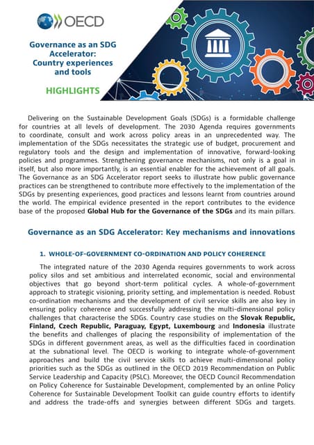 Governance as an SDG Accelerator: Country Experiences and Tools