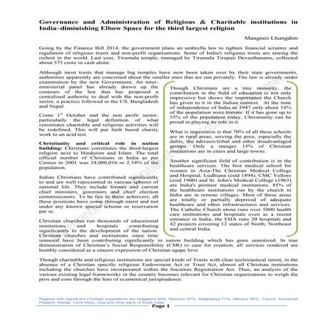 Governance and administration of religious & charitable institutions in india...