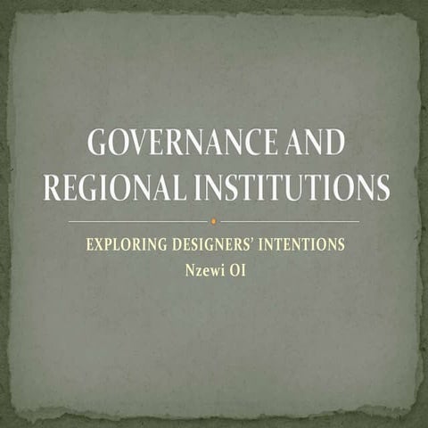 Governance and regional institutions | PPT