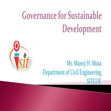 Governance for sustainable development