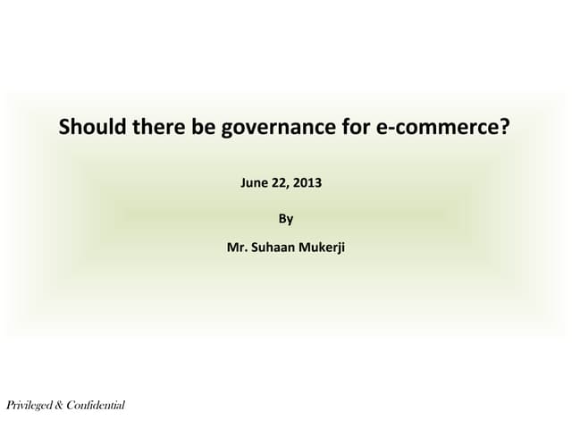 Governance framework for e commerce
