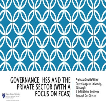 Governance, health system strengthening and the private sector