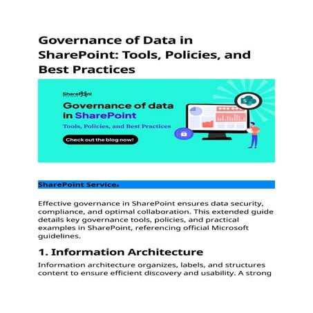 Governance of Data in SharePoint: Tools, Policies, and Best Practices