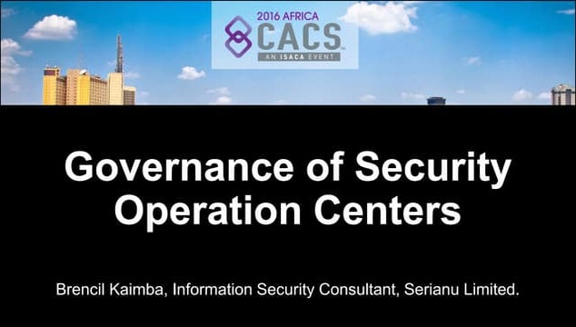 Governance of security operation centers