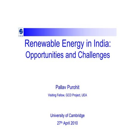 Opportunities and challenges for renewable energy policy in India