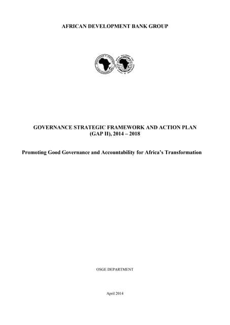 Governance Strategic Framework and Action Plan Gapii 2014-2018 Appraisal Report