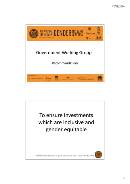 Government - recommendations from AIGLIA2014