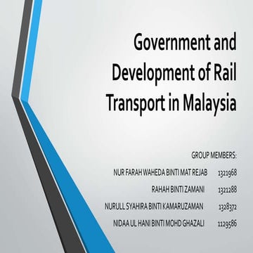 Government and Development of Rail Transport in Malaysia 