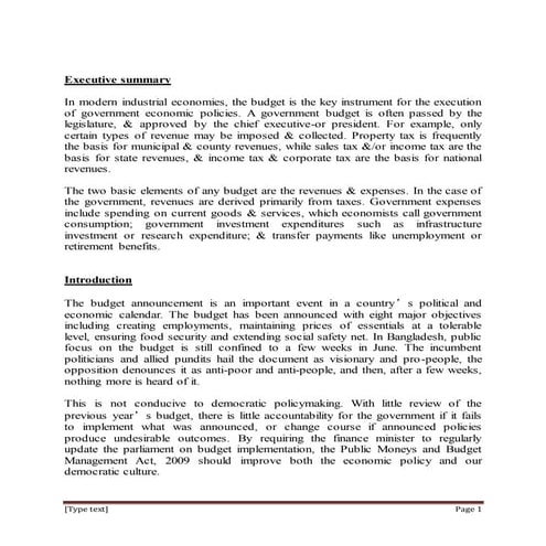 Government Budget Procedures