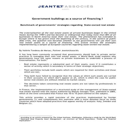 Government buildings as a source of financing ? 