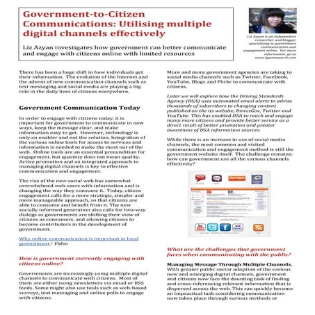 Government-to-Citizen Communications – Liz Azyan Whitepaper
