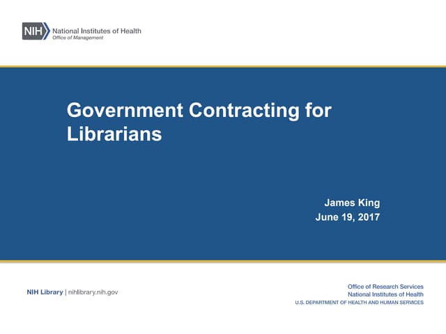 2017 SLA Conference - Government Contracting - King