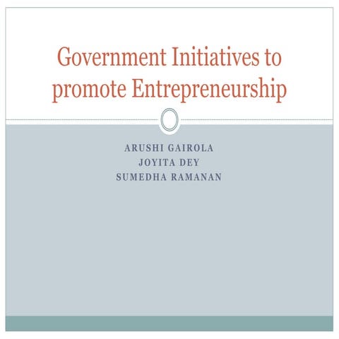 Government initiatives to promote enterpreneurship