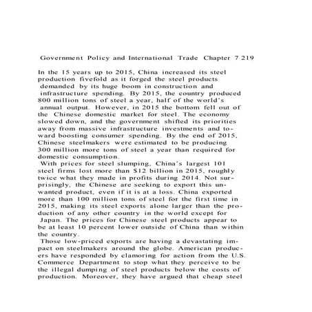 Government Policy and International Trade Chapter 7 219I | DOCX