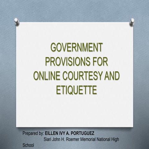 Government provisions for online courtesy and etiquette
