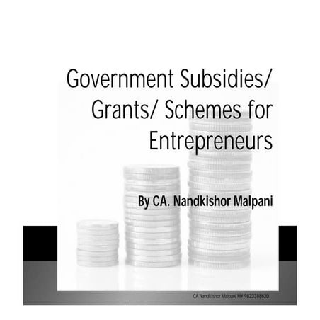 Government subsidies, Grants & Schemes 