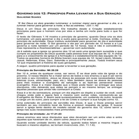 Governo dos 12   princípios para levantar a sua geração
