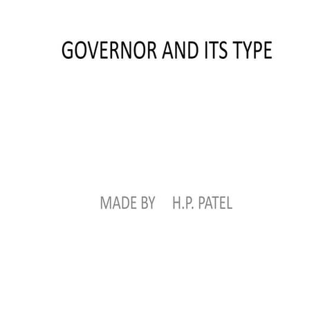 Governor and its type
