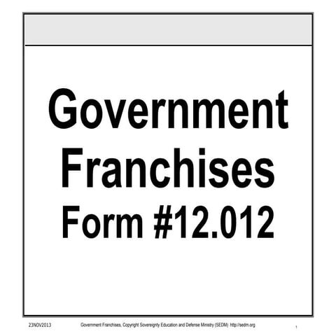 Government Franchises Course, Form #12.012