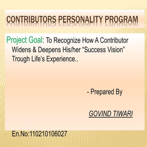 Contributor personality development | PPS
