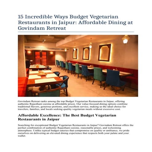 Relish the Royal Taste of a Rajasthani Thali at Govindam Retreat, Jaipur