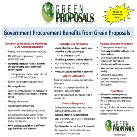 Government Procurement Benefits of Green Proposals Services
