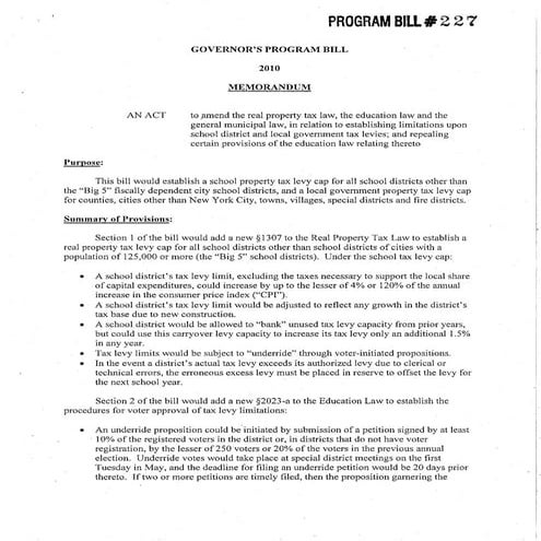 Governor's Program Bill: Property Tax