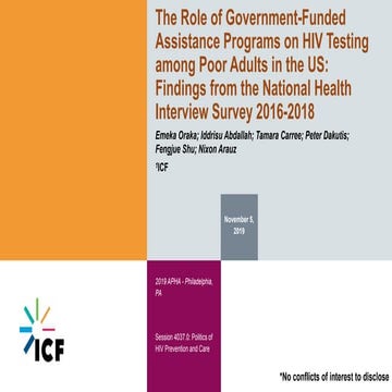 The Role of Government-Funded Assistance Programs on HIV Testing among Poor A...