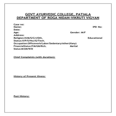 Govt ayurvedic college patiala history sheets
