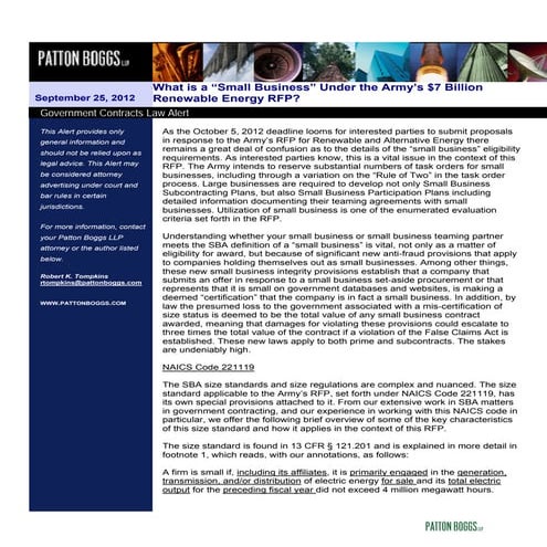What is a “Small Business” Under the Army’s $7 Billion Renewable Energy ...